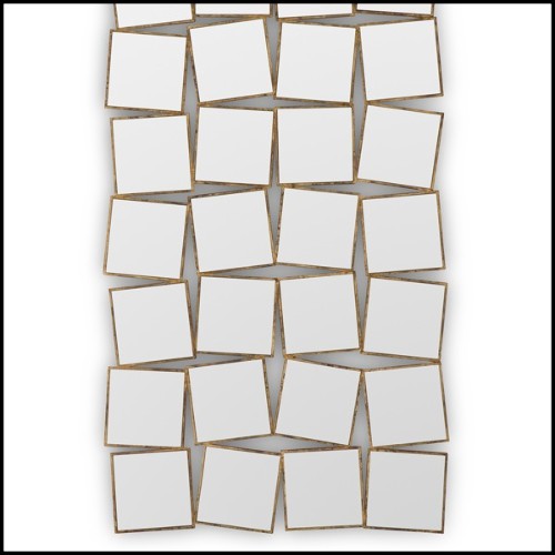 Mirror with hand painted solid wood frame in gold painting with mirror glass 119-36th Squares