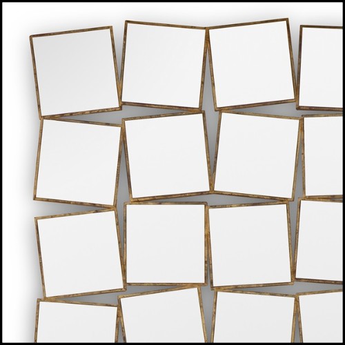 Mirror with hand painted solid wood frame in gold painting with mirror glass 119-36th Squares