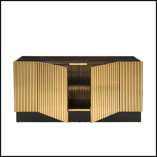 Buffet finition gold et avec plateau en marbre noir 162-Tubes II