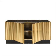 Sideboard brass in gold finish metal with black marble top 162-Tubes II
