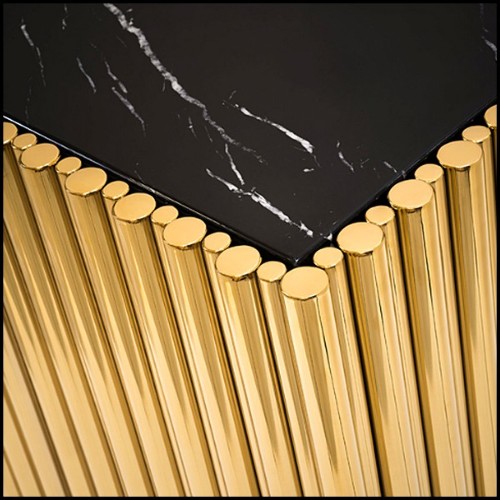 Buffet finition gold et avec plateau en marbre noir 162-Tubes II