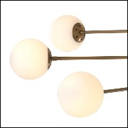 Suspension en laiton finition vintage et avec 12 abat-jours sphérique en verre blanc 24-Exo