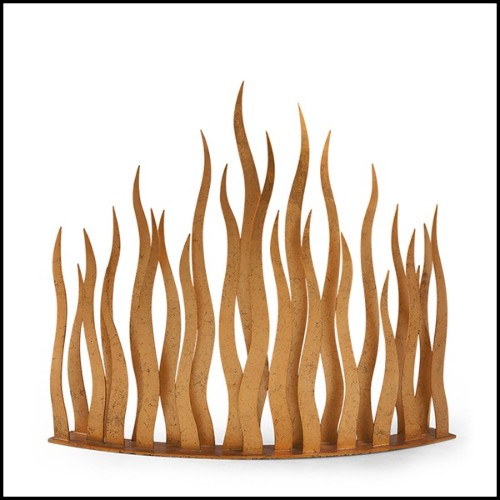 Firewall with antique metal structure in oro nero finish 119-Flames