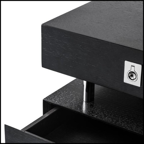 Table d'appoint avec structure en bois de chêne noir et acier inoxydable poli 24-Nexbed Nightstand