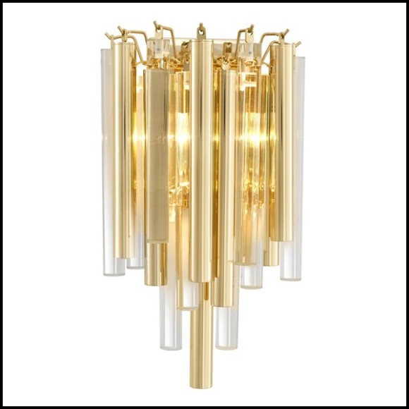 Wall lamp with structure in gold or nickel finish and clear glass 24-Tilly