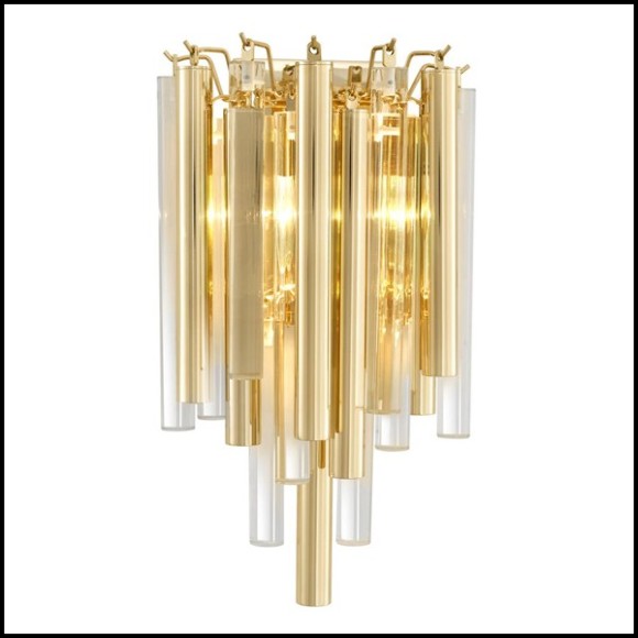 Wall lamp with structure in gold or nickel finish and clear glass 24-Tilly