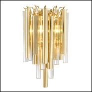 Wall lamp with structure in gold or nickel finish and clear glass 24-Tilly