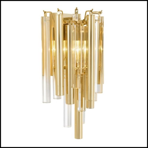 Wall lamp with structure in gold or nickel finish and clear glass 24-Tilly