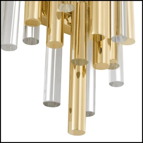 Wall lamp with structure in gold or nickel finish and clear glass 24-Tilly