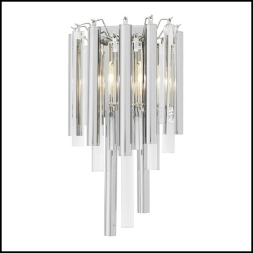 Wall lamp with structure in gold or nickel finish and clear glass 24-Tilly