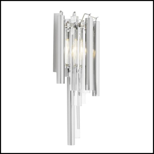 Wall lamp with structure in gold or nickel finish and clear glass 24-Tilly