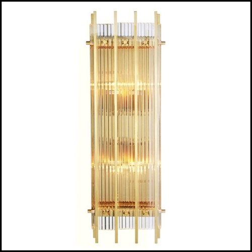 Applique avec structure en laiton finition Gold ou nickel et verre clair 24-Arcanta L