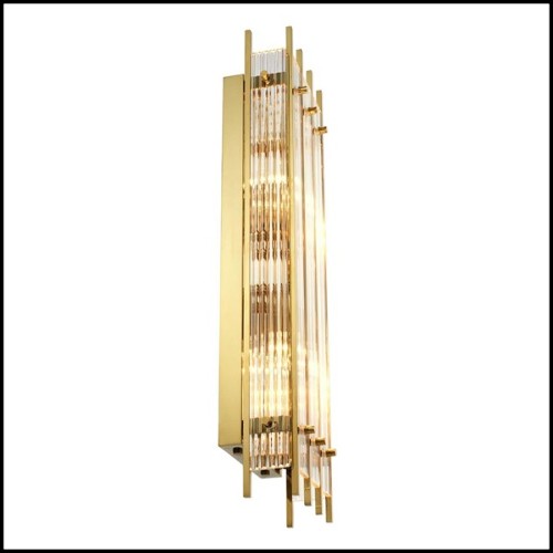 Applique avec structure en laiton finition Gold ou nickel et verre clair 24-Arcanta L