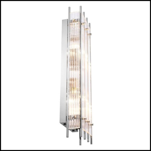 Applique avec structure en laiton finition Gold ou nickel et verre clair 24-Arcanta L