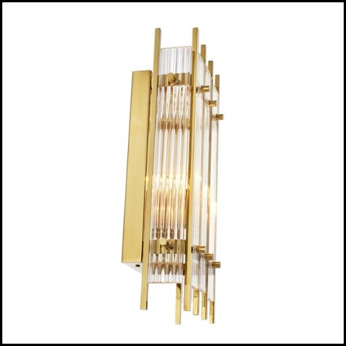 Applique avec structure en laiton finition Gold ou nickel et verre clair 24-Arcanta M