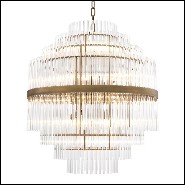 Chandelier with structure in antique brass finish and clear glass 24-Pandor