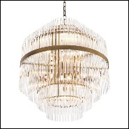 Chandelier with structure in antique brass finish and clear glass 24-Pandor