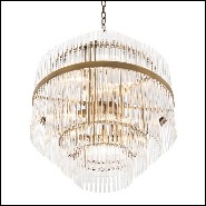 Chandelier with structure in antique brass finish and clear glass 24-Pandor