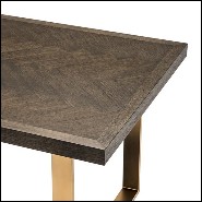 Table de repas avec structure en acier inoxydable finition laiton brossé et bois de chêne brun 24-Catalaga Browny