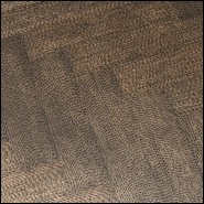 Table de repas avec structure en acier inoxydable finition laiton brossé et bois de chêne brun 24-Catalaga Browny