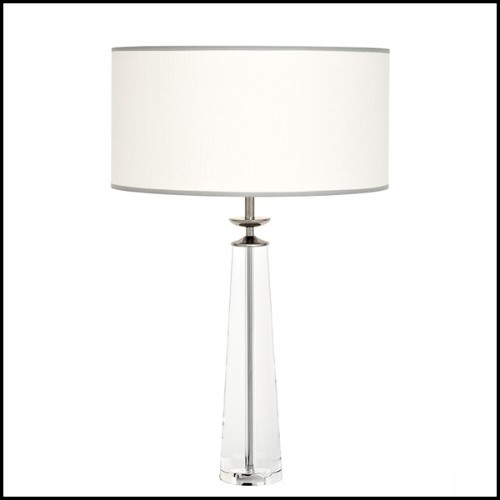 Table Lamp with clear crystal glass structure and brass with nickel finish 24-Hermon