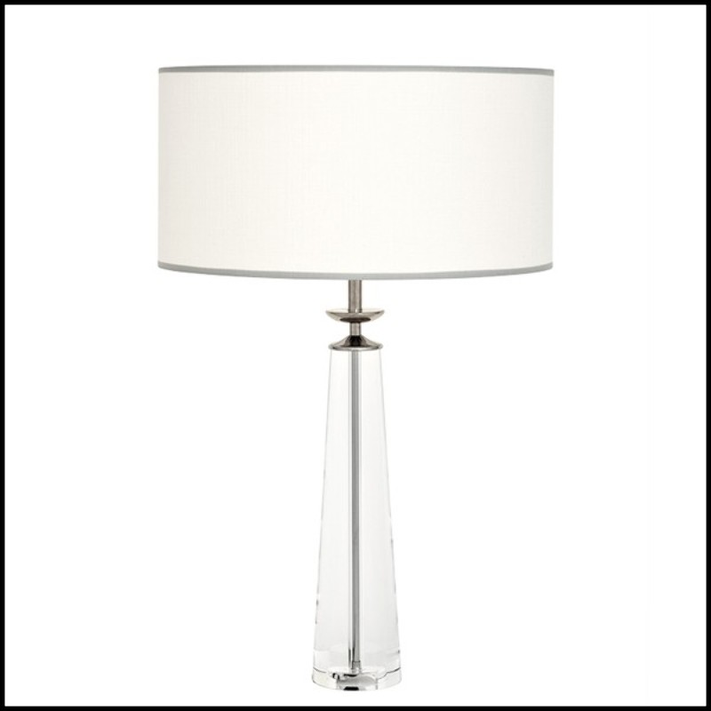 Table Lamp with clear crystal glass structure and brass with nickel finish 24-Hermon