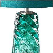 Lampe de salon avec structure en verre turquoise solide et finitions en nickel 24-Aqua Torsade