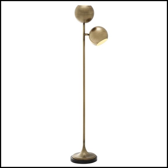 Floor lamp with brass structure in antique finish and black granite base 24-Hamptons