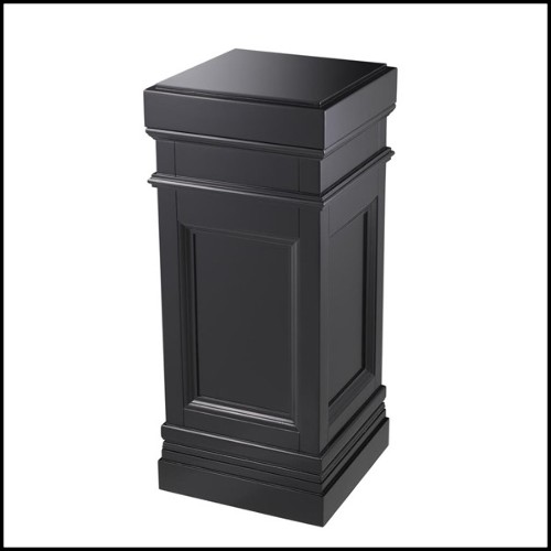 Column with structure in solid wood and black waxed finish 24-Fanfan Black