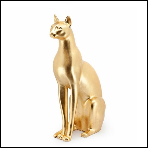 Sculpture in ceramic gold painted black or white or leopard 162-Big Cat