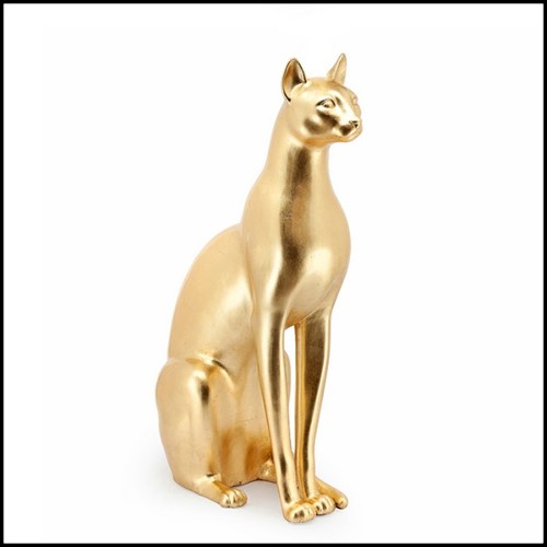 Sculpture in ceramic gold painted black or white or leopard 162-Big Cat