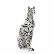 Sculpture in ceramic gold painted black or white or leopard 162-Big Cat