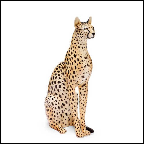 Sculpture in ceramic gold painted black or white or leopard 162-Big Cat