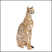 Sculpture en céramique peinte en Gold ou Black ou White ou léopard White ou léopard Nature 162-Big Cat
