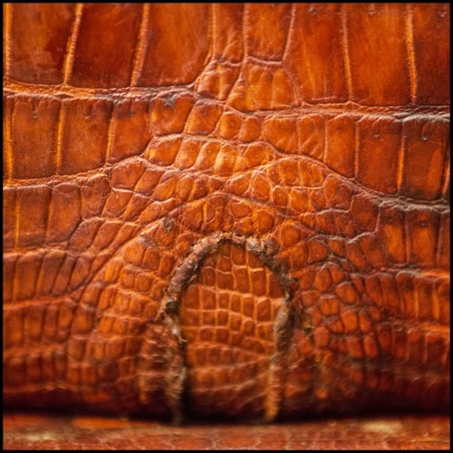 Canapé couvert avec véritable peau de crocodile du Nil et cornes de Koudou PC-Crocodile Brown