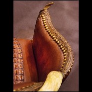 Canapé couvert avec véritable peau de crocodile du Nil et cornes de Koudou PC-Crocodile Brown