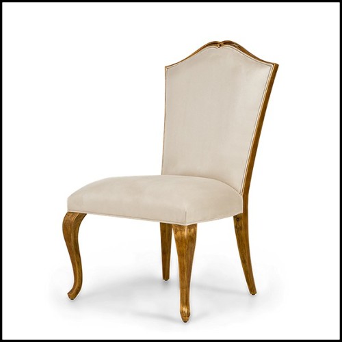 Chaise avec structure en bois d'acajou massif vernis fait main avec peinture en Gold 119-Estiva