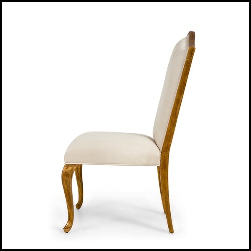 Chaise avec structure en bois d'acajou massif vernis fait main avec peinture en Gold 119-Estiva