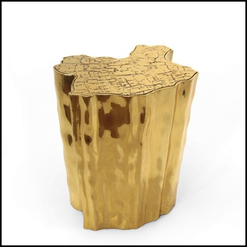 Table d'appoint avec toute la structure en laiton poli massif et plateau nervurés 145-Heaven