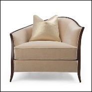Armchair in solid veneered mahogany wood covered with satinated beige velvet fabric 119-Holton Left