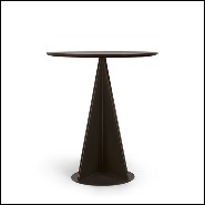 Table d'appoint avec base en métal polyèdres brut et bois d'acajou massif 119-Kalan