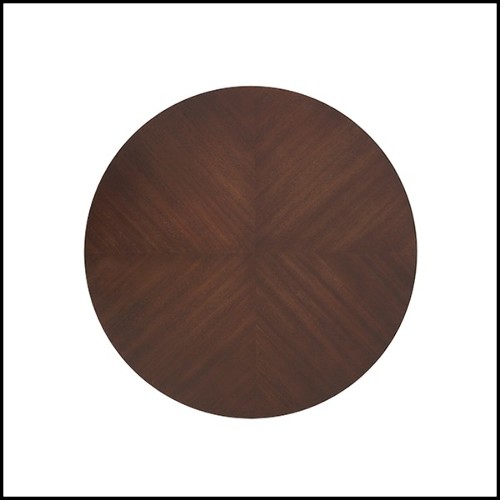 Side table with raw metal polyhedrons base and mahogany wood 119-Kalan