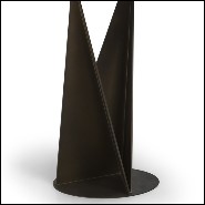 Side table with raw metal polyhedrons base and mahogany wood 119-Kalan