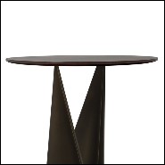 Side table with raw metal polyhedrons base and mahogany wood 119-Kalan
