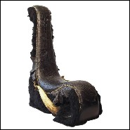 Croco lamp balck armchair with zebu horns PC-Croco Lamb Black