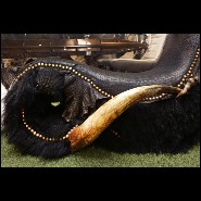 Fauteuil ﻿couvert avec véritable peau d'alligator teintée Black et cornes de Zébu PC-Croco Lamb Black
