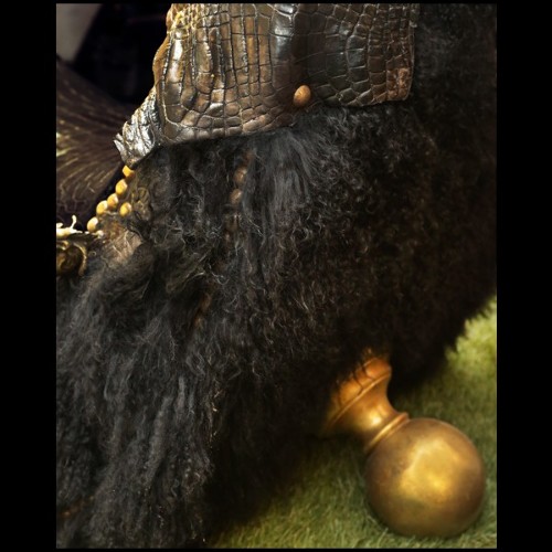 Croco lamp balck armchair with zebu horns PC-Croco Lamb Black