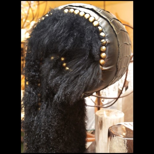 Croco lamp balck armchair with zebu horns PC-Croco Lamb Black