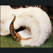 Pure white lamb armchair with buffalo horns PC-Pure White Lamb