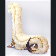 Pure white lamb armchair with buffalo horns PC-Pure White Lamb